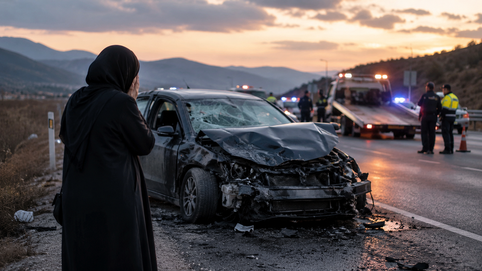 انهيار زوجة سائق تركي مخمور بعد تحطم السيارة التي اشترتها لأطفالها: “ليته مات!”